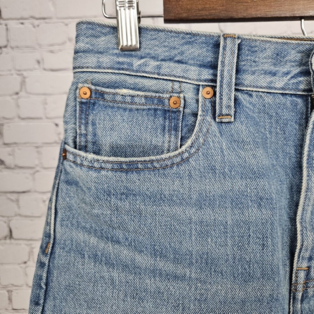 Madewell Blue Relaxed Mid-Length Denim Shorts High Rise Raw Hem 25 (29x5) - Picture 5 of 11